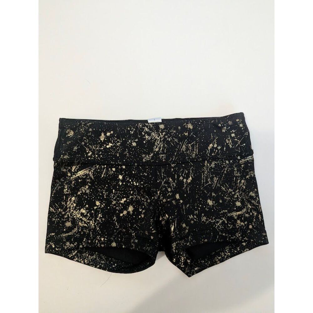 Ivivva by Lululemon Black & Metallic Gold (8)  Splatter Shorts cheer dance